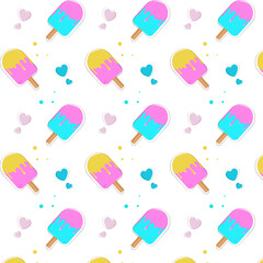 Tasty color  popsicle seamless pattern. For greeting cards, gift wrapping paper, textiles and wallpaper