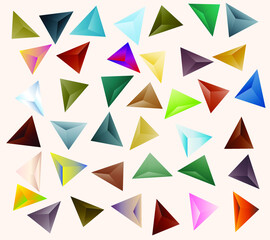 Volumetric triangles with a gradient. Triangular geometric shapes with volume fills