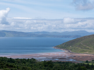 Fototapeta premium Applecross Bay, photographed from the Bealach Na Ba pass through the mountains on the Applecross Peninsula, Scotland UK