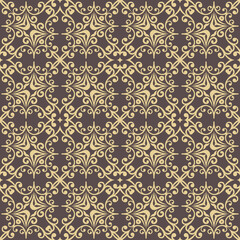 Classic seamless vector gray and golden pattern. Damask orient ornament. Classic vintage background. Orient pattern for fabric, wallpapers and packaging