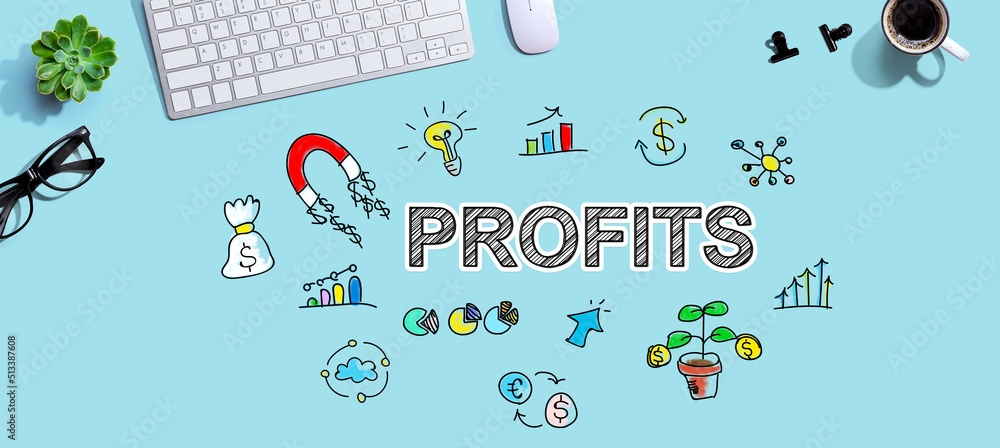 Poster profits with a computer keyboard and a mouse