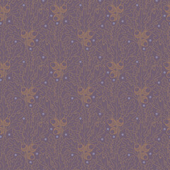 Seamless pattern with oak branches and acorns