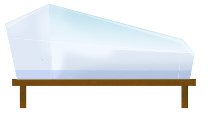 cartoon scene with glass box fairy tale coffin illustration