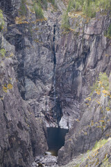 Rjukanfossen waterfall in Norway seen from above