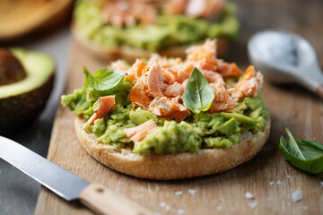 Sandwich with fish and avocado