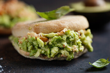 Sandwich with fish and avocado