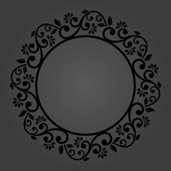 Elegant vintage round black ornament in classic style. Abstract traditional pattern with oriental elements. Classic vintage pattern