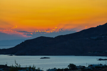 Golden Sunset.A stunning Summertime sunset on a Greek Island. Stock Image.