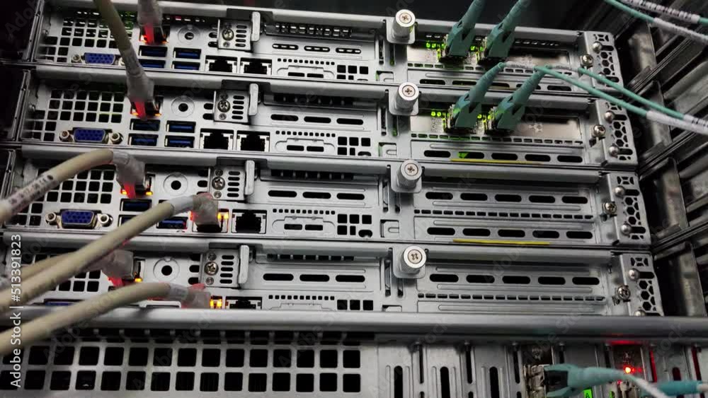 Poster optical server. big traffic data transfer monitoring. camera moves video contains noise.