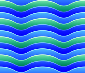 Blue and green wave striped seamless pattern. Colorful repeating background. Marine Vector illustration with bright stripes