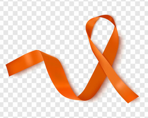 National Kidney Cancer Awareness Month. The Ribbon Is Orange, Highlighted On A Transparent Background. Vector Design Template For A Poster.