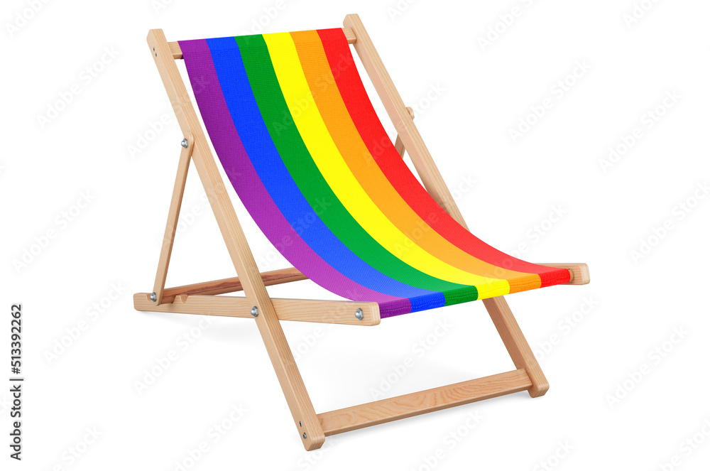 Aufkleber deckchair with lgbt flag. 3d rendering