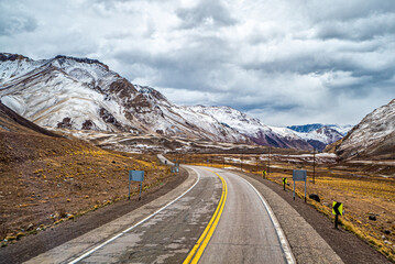 Andes mountain landscape on the way to Chile