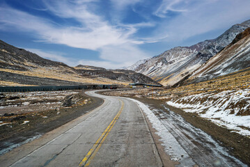 Andes mountain landscape on the way to Chile
