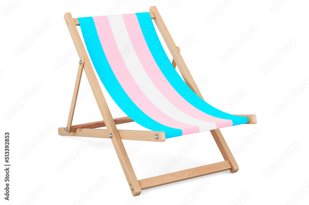 Poster deckchair with transgender, flag. 3d rendering