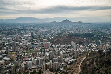 View of the city of Santiago de Chile from Mount San Cristobal