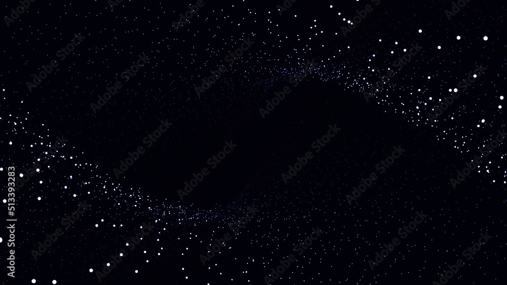 Poster abstract digital background with moving and flicker particles on black background. background partic