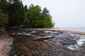 Shoreline of Lake Superior where River Hurricane meets the lake