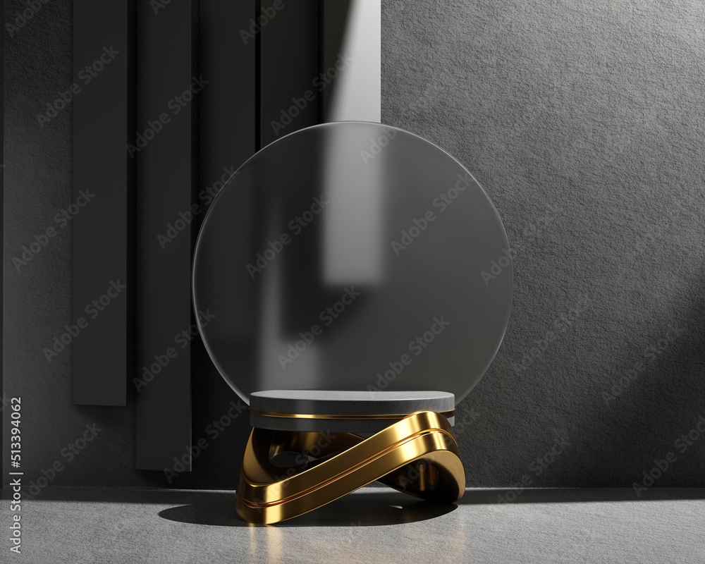 Poster 3d rendering abstract gold platform podium product presentation background