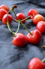 cherries on a wooden table