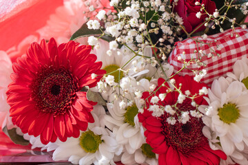 bouquet with red flowers close-up