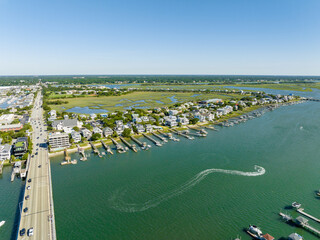 Aerial photo bridge to Wrightsville Beach NC USA