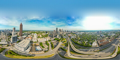 Aerial 360 drone photo of Downtown Atlanta GA USA