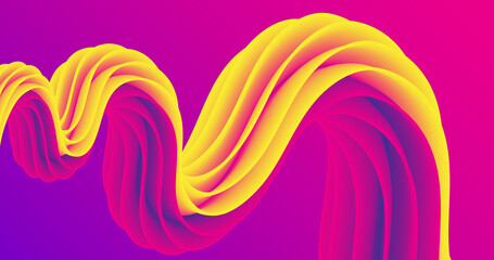 abstract background design using up and down 3d wave patterns in purple and yellow colors