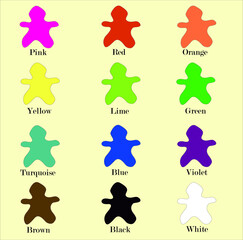 Elementary color palette in the form of a blot in the shape of a man