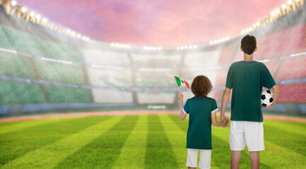 Mexico football team supporter on stadium.