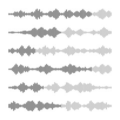 Voice message, mail. Social media chat conversation. Messaging app, music player, audio or video editor interface element. Voice assistant, recorder. Sound wave pattern. Vector illustration
