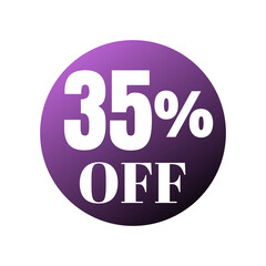 35% percent off (offer), Online super discount purple ball design. Vector illustration, Thirty-five