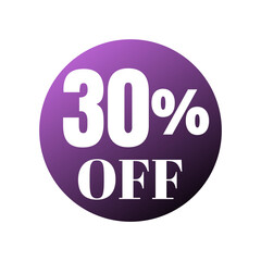 30% percent off (offer), Online super discount purple ball design. Vector illustration, Thirty