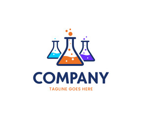 Lab logo design, Laboratory logo design vector template. Erlenmeyer flask icon. Chemistry flask logo