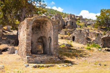 Ruins of Anemurium Ancient City in Anamur Mersin Turkey. Ancient Roman cities in Turkey