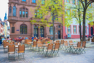 HEIDELBERG, GERMANY - market, streets in Heidelberg in Germany. Heidelberg is a city in the state of Baden-Württemberg in Germany.