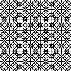 Black and white abstract seamless background with floral geometric ornaments. Vector illustration