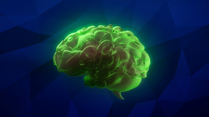 Brain, A.I. 3D rendering, technology and science concept.