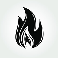 Fire flame icon  isolated on white background. Vector illustration