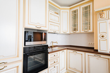 built-in home appliances. The interior of kitchen in a classic style. 