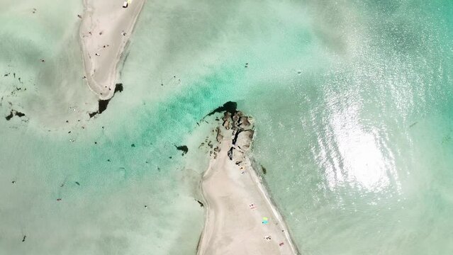 Aerial view of Elafonisi beach, Crete, Greece.