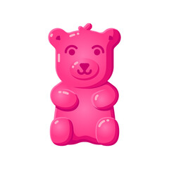 Pink jelly gummy bear sweet dessert vector illustration. Cartoon gelatin candy