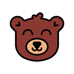 Cartoon cute smiling baby bear face icon vector illustration