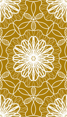 golden and white seamless pattern with mandala ornament. Traditional Arabic, Indian motifs.