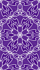 Fototapeta premium Violet and white seamless pattern with mandala ornament. Traditional Arabic, Indian motifs.