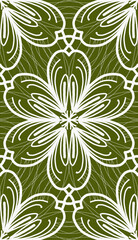 green and white seamless pattern with mandala ornament. Traditional Arabic, Indian motifs.