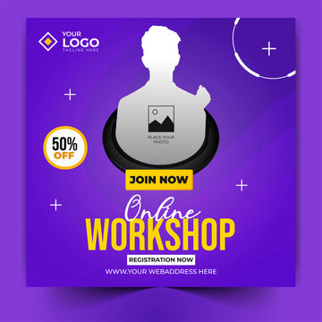 Digital marketing live workshop and corporate social media post template Free
