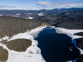 Aerial view of Golyam Beglik Reservoir, Bulgaria