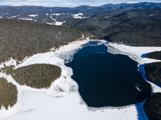 Aerial view of Golyam Beglik Reservoir, Bulgaria