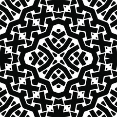 Seamless vector pattern in geometric ornamental style. Monochrome pattern.